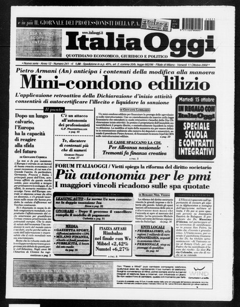 Italia oggi : quotidiano di economia finanza e politica